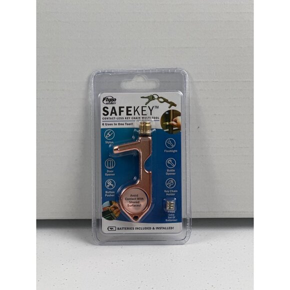 Flippo Safekey Contact-Less Key Chain Tool - Stylus Flashlight Door Opener Bottl - Picture 3 of 5